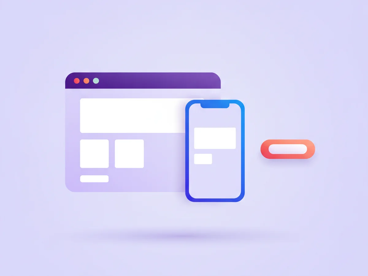 Ilustración de una web de clínica y su versión en teléfono, con el botón de agendar cita